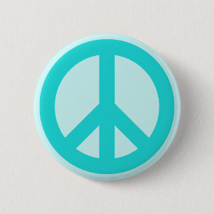 Soft Aqua Peace Symbol Knapp