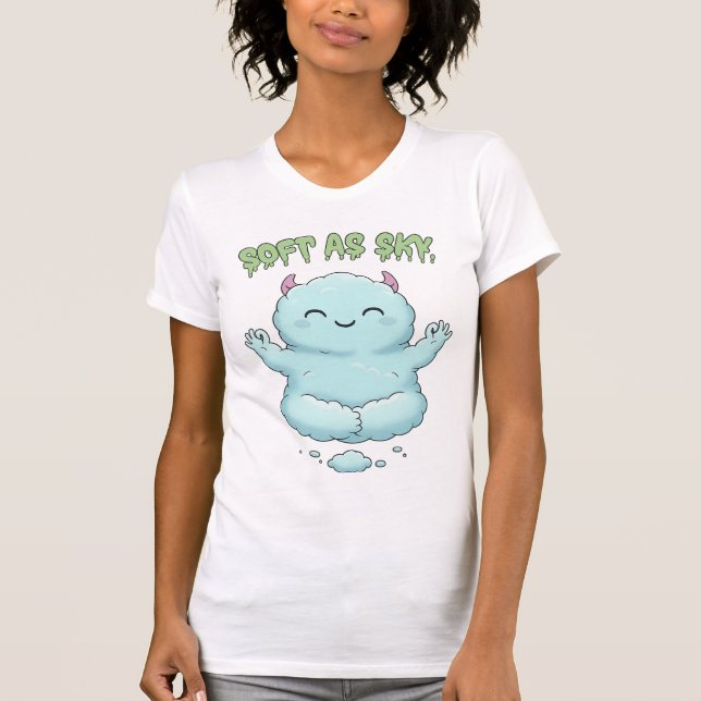 Soft as Sky: Kawaii Cloud Monster Zen Yoga & Medit T Shirt (Framsida)