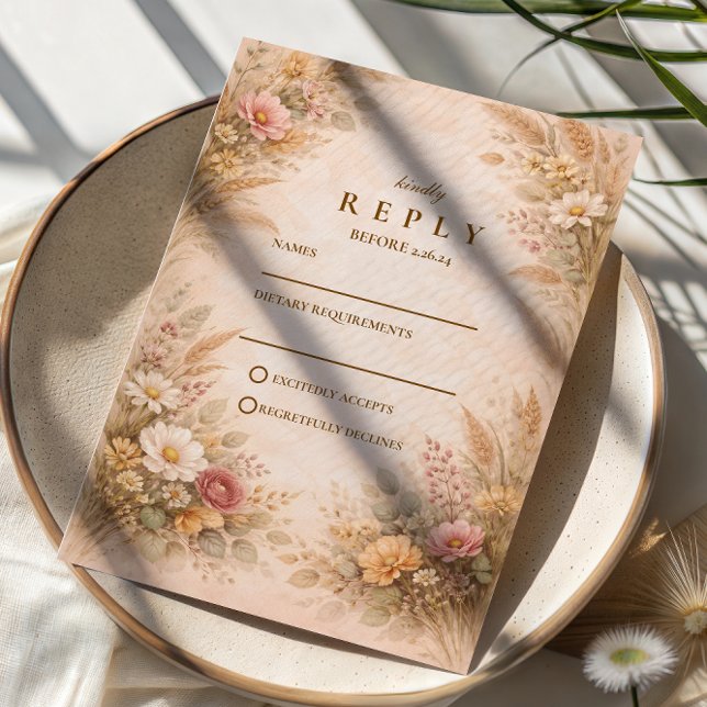 Soft Autumn Floral Wedding OSA Kort (Skapare uppladdad)