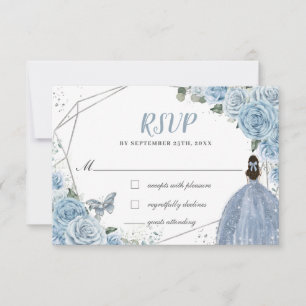 Soft Baby blue Blommigt Ro Quinceañera Princess OSA Kort