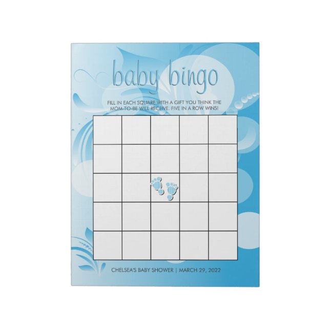 Soft Baby blue Bokeh Florid | Pojke Shower Anteckningsblock (Roterad)