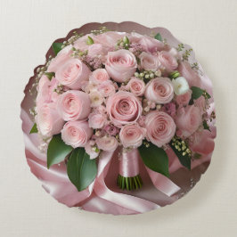 Soft Baby Rosa ros Bröllop Bouquet Rund Kudde