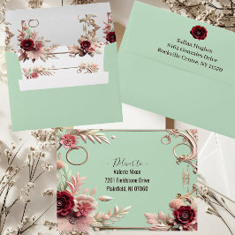 Soft Baroque Elegance Maroon Roses Floral Motifs 