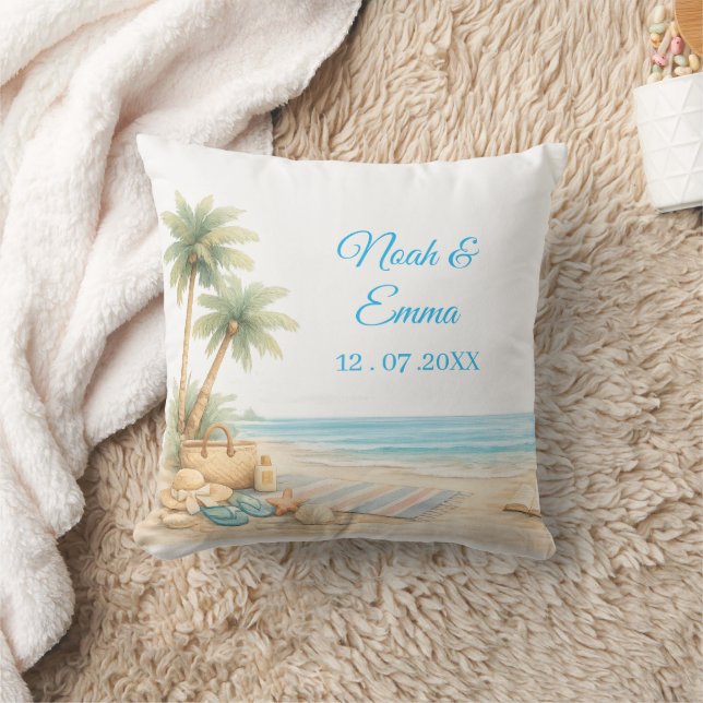 Soft Beach Tone Custom Guest Book Elegant Dreamy  Kudde (Filt)