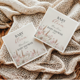 Soft Beige Blommigt Baby i Bloom Baby Shower Napki Pappersservett