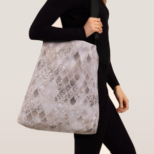 Soft Beige Brown Sjöjungfru Scales Glam 1 Axelväska
