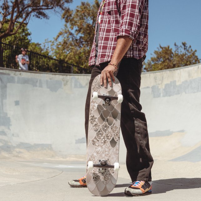 Soft Beige Brown Sjöjungfru Scales Glam 1 Mini Skateboard Bräda 18,5 Cm (Utomhus 2)