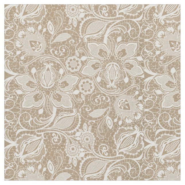 Soft Beige Burlap & Snöre Fabric Tyg (Närbild)