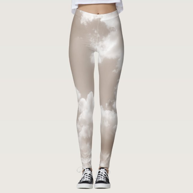 Soft Beige Clouds 5 #clouds #art Leggings (Framsida)