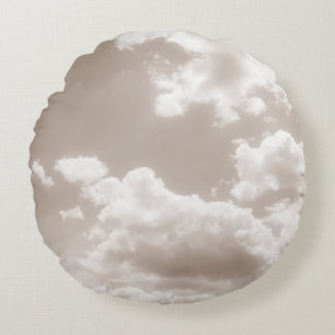 Soft Beige Clouds 5 #clouds #art Rund Kudde