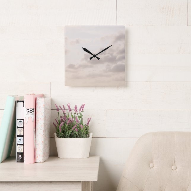 Soft Beige Karibiska moln Dream 1 Fyrkantig Klocka (Läsesal)