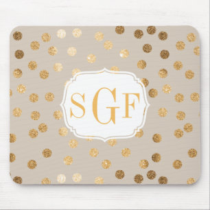 Soft Beige och Guld Glitter City Dots Musmatta