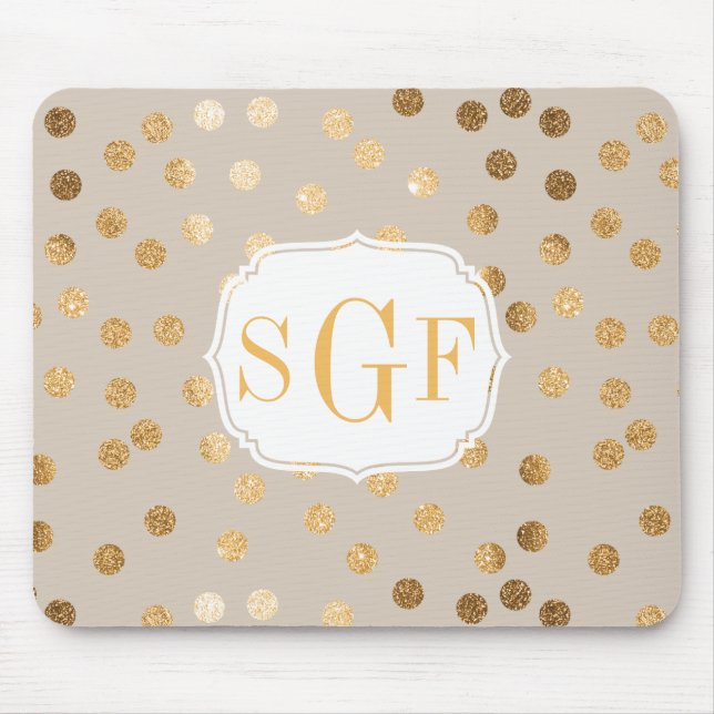 Soft Beige och Guld Glitter City Dots Musmatta (Framsidan)