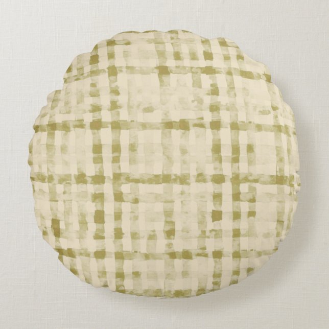 Soft Beigi, Khaki Checkered Pattern,Simple, Modern Rund Kudde (Framsidan)
