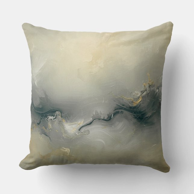 Soft Black Champagne Gold Warm Gray Abstract Print Kudde (Framsida)