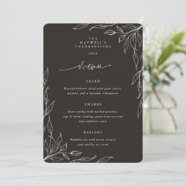Soft Black Löv Motif Thanksgiving Middag Meny