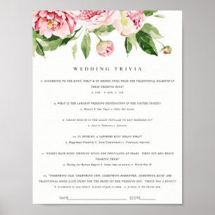 Soft  Blommigt Peony Bröllop Trivia Game Part 2 Poster