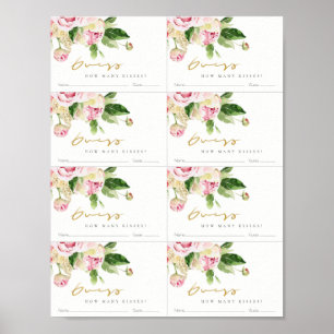 Soft  Blommigt Peony gissar hur många Kisses Post Poster