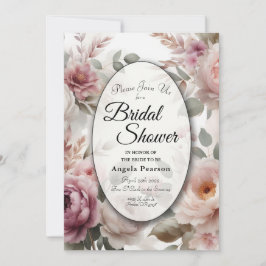 Soft  Blommigt Peony och Ro Sergranat Inbjudningar