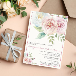 Soft Blommigt Romantic Greenery Mauve Par Shower Inbjudningar