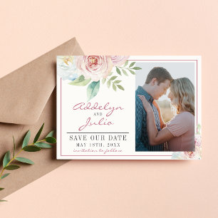 Soft Blommigt Romantic Greenery Mauve Rosa Flowers Spara Datumet