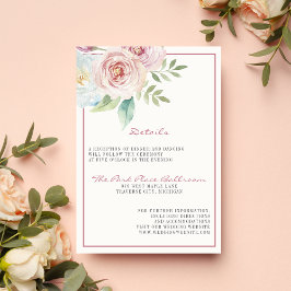Soft Blommigt Romantic Rosa Greenery Mauve Bröllop Tilläggskort