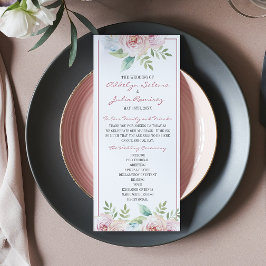 Soft Blommigt Vår Watercolor Bröllop Ceremony Program