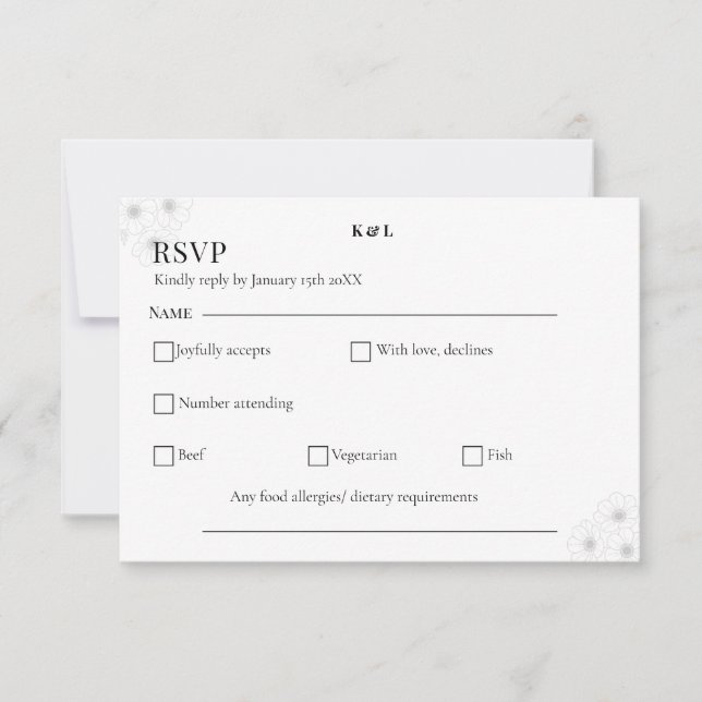 Soft Bloom Elegance / Minimalist Floral Wedding  OSA Kort (Framsida)