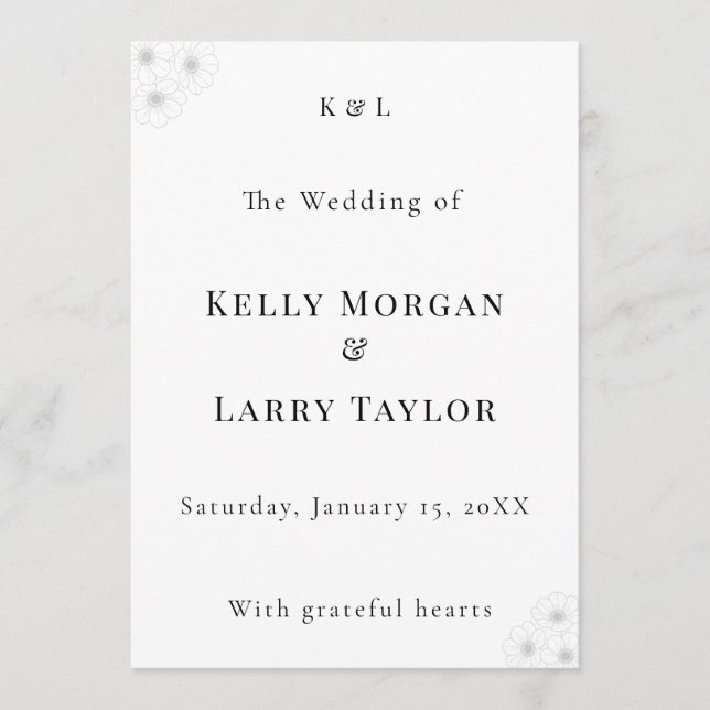Soft Bloom Elegance Wedding Program (Framsida)