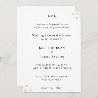 Soft Bloom Elegance Wedding Rehearsal Invitation Inbjudningar