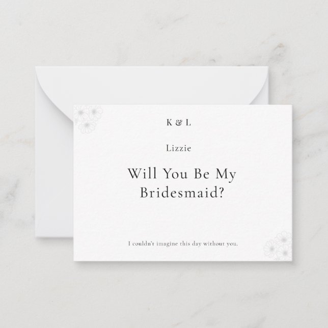 Soft Bloom Elegance Will You Be My Bridesmaid Card Anteckningskort (Framsida)
