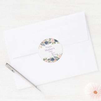 soft blue and blush floral Mother's day sticker Runt Klistermärke