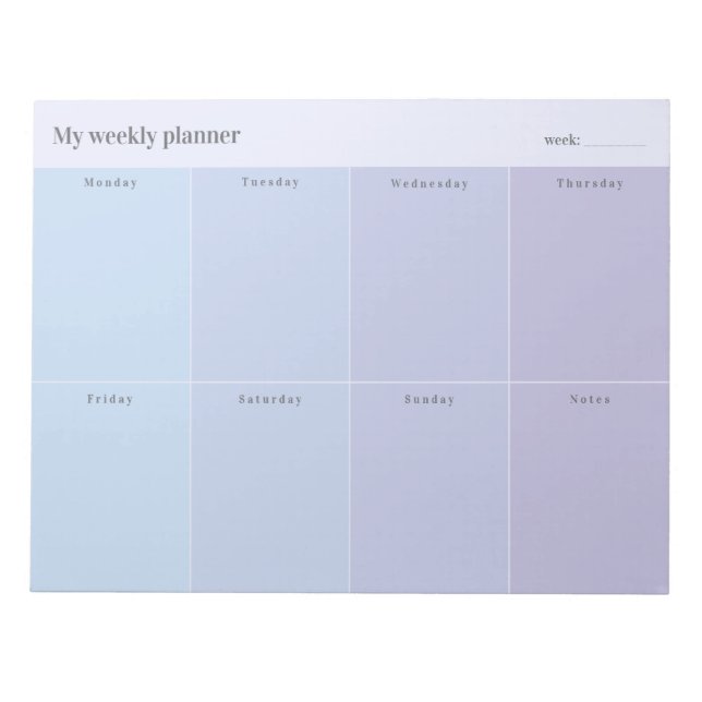 Soft Blue and Lavender Custom Weekly Planner Anteckningsblock (Framsida)