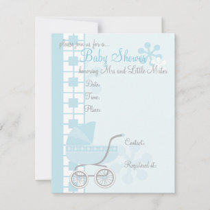 Soft Blue Baby Buggy Inbjudningar