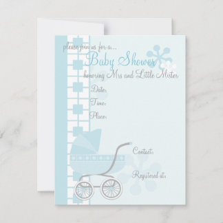 Soft Blue Baby Buggy Inbjudningar