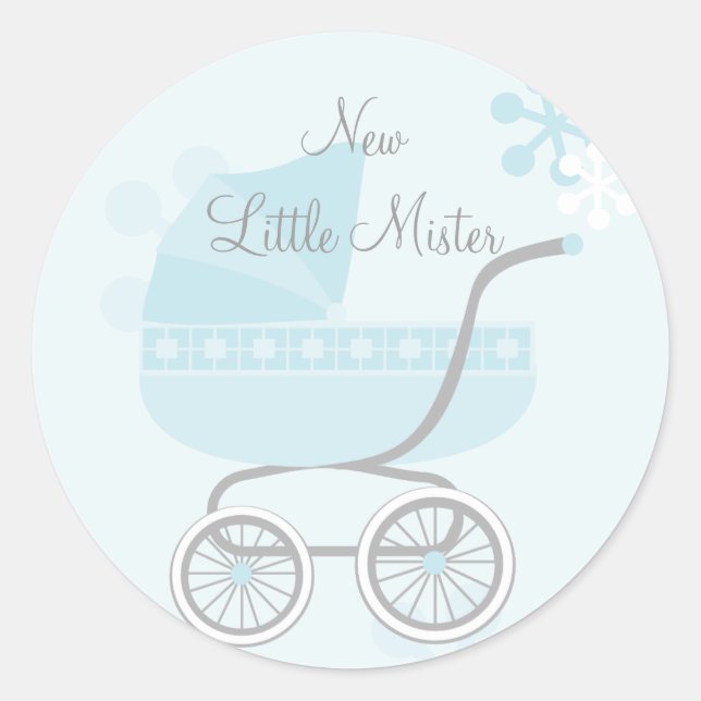 Soft Blue Baby Buggy Runt Klistermärke (Framsida)