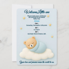 Soft Blue Baby Shower-inbjudan Boy Inbjudningar