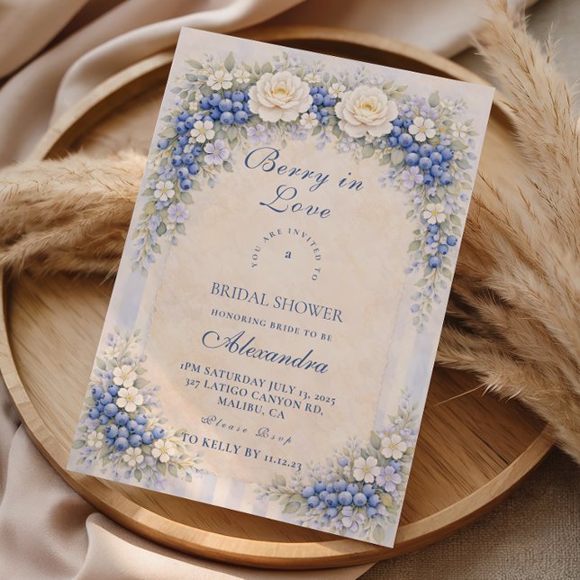 Soft Blue Berry Romance Bridal Shower Inbjudningar (Skapare uppladdad)