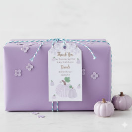 Soft Blue Blommigt Little Pumpkin Baby Shower Presentetikett