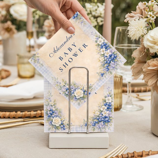 Soft Blue Blueberry Baby Shower Pappersservett (Skapare uppladdad)