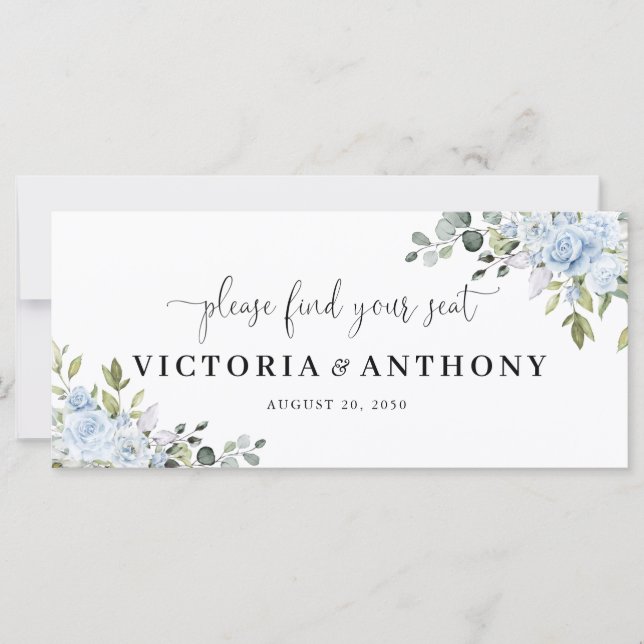Soft Blue Botanical Wedding Head Table Sign (Framsida)