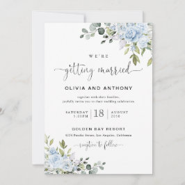 Soft Blue Botanical Wedding Invitation Inbjudningar