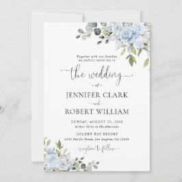 Soft Blue Botanical Wedding Invitation Inbjudningar