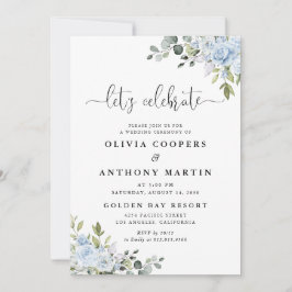 Soft Blue Botanical Wedding Invitation Inbjudningar