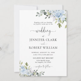 Soft Blue Botanical Wedding Invitation Inbjudningar