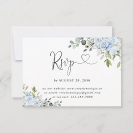 Soft Blue Botanical Wedding Online RSVP Card OSA Kort