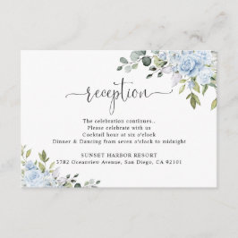 Soft Blue Botanical Wedding Reception Tilläggskort