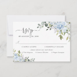 Soft Blue Botanical Wedding With Meal Choice OSA Kort
