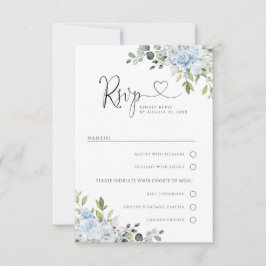 Soft Blue Botanical Wedding With Meal Choice RSVP  OSA Kort