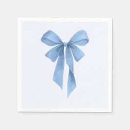Soft Blue Bow Boy Baby Shower Napkins Pappersservett